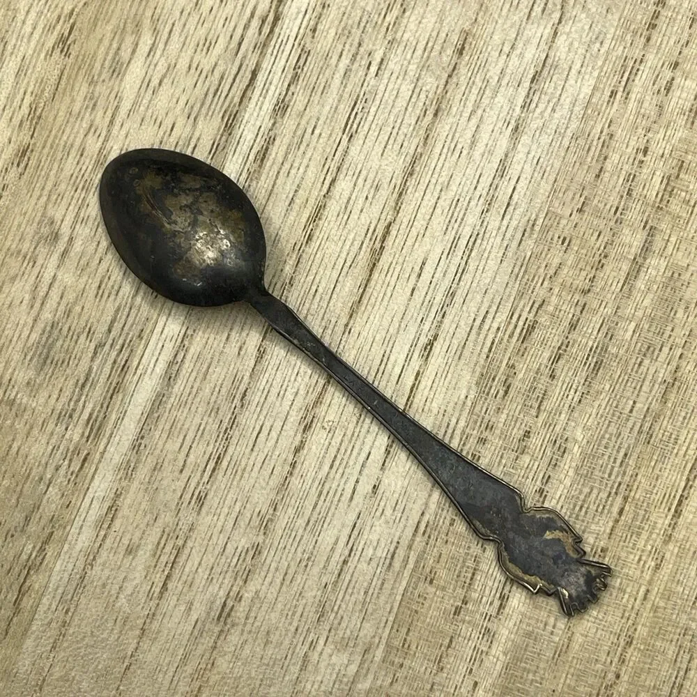 VTG ATQ EX. PRNS. Sweden Silver Plate Collector Souvenir Spoon Patina Tarnished
